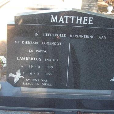 MATTHEE Lambertus 1930-1983