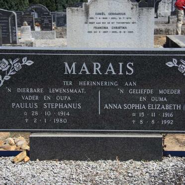 MARAIS Paulus Stephanus 1914-1980 & Anna Sophia Elizabeth 1916-1992