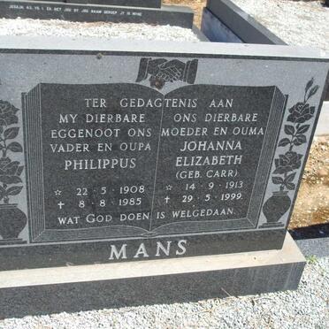 MANS Philippus 1908-1985 & Johanna Elizabeth CARR 1913-1999