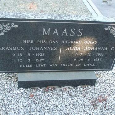 MAASS Erasmus Johannes 1923-1977 & Alida Johanna G. 1921-1987