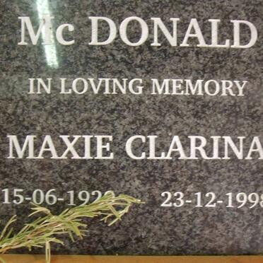 McDONALD Maxie Clarina 1920-1998