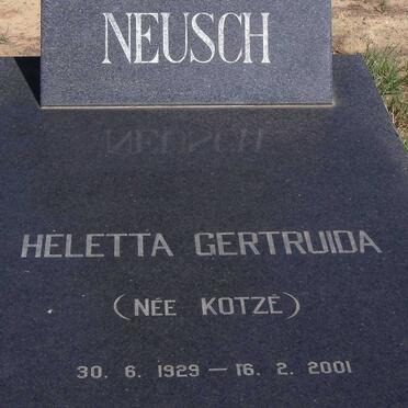 NEUSCH Heletta Gertruida nee KOTZé 1929-2001