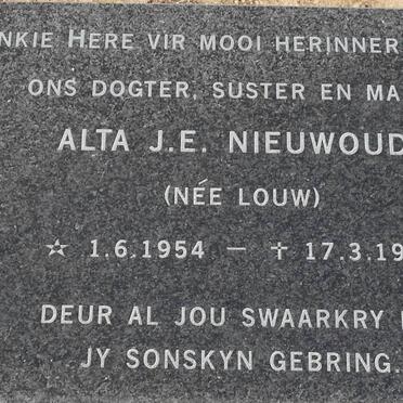 NIEUWOUDT Alta J.E. nee LOUW 1954-1997