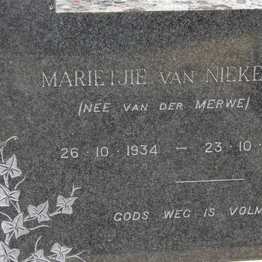 NIEKERK Marietjie, van nee VAN DER MERWE 1934-1961