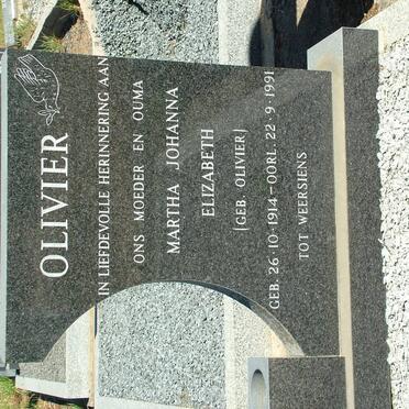 OLIVIER Martha Johanna Elizabeth nee OLIVIER 1914-1991