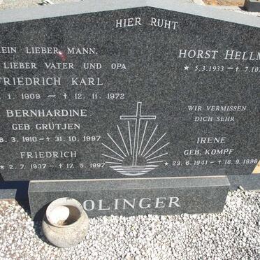 OLINGER Friedrich Karl 1909-1972 &amp; Bernhardine Grutjen 1910-1997 :: Friedrich 1937-1997 :: Irene nee KOMPF 1941-1998