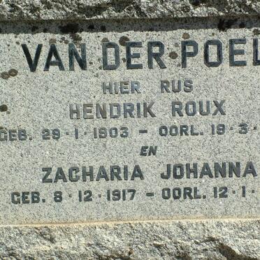 POEL Hendrik Roux, van der 1903-1980 &amp; Zacharia Johanna 1917-1991