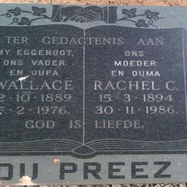 PREEZ Wallace, du 1889-1976 &amp; Rachel C. 1894-1986