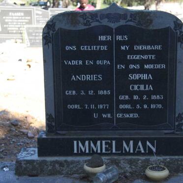 IMMELMAN Andries 1885-1977 & Sophia Cicilia 1883-1970