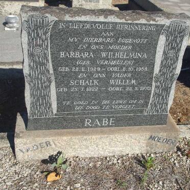 RABE Schalk Willem 1922-1970 &amp; Barbara Wilhelmina VERMEULEN 1929-1958