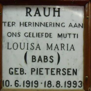 RAUH Louisa Maria nee PIETERSEN 1919-1993