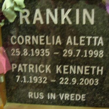 RANKIN Patrick Kenneth 1932-2003 &amp; Cornelia Aletta 1935-1998