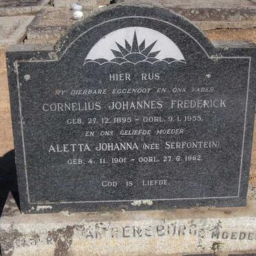 RENSBURG Cornelius Johannes Frederick, van 1895-1955 &amp; Aletta Johanna SERFONTEIN 1901-1962