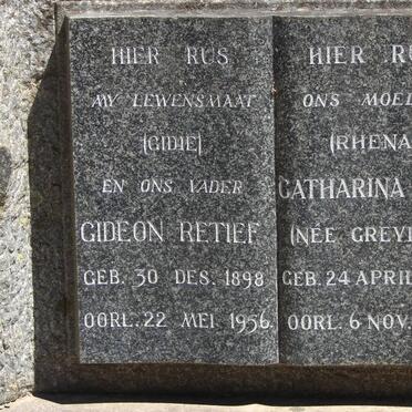 RETIEF Gideon 1898-1956 &amp; Catharina E.J.P. GREYLING 1902-1975