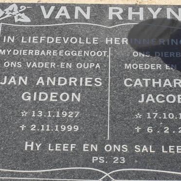 RHYN Jan Andries Gideon, van 1927-1999 &amp; Catharina Jacoba 1930-2005