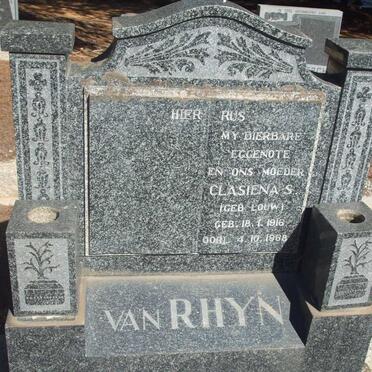 RHYN Clasiena S., van nee LOUW 1916-1968