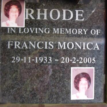 RHODE Francis Monica 1933-2005