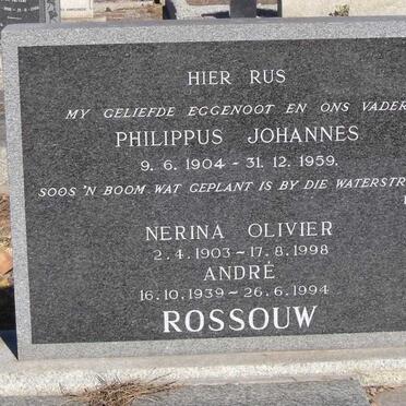 ROSSOUW Philippus Johannes 1904-1959 &amp; Nerina OLIVIER 1903-1998 :: ROSSOUW André 1939-1994