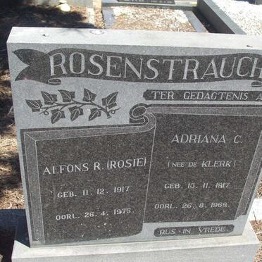 ROSENSTRAUCH Alfons R. 1917-1975 &amp; Adriana C. DE KLERK 1917-1969