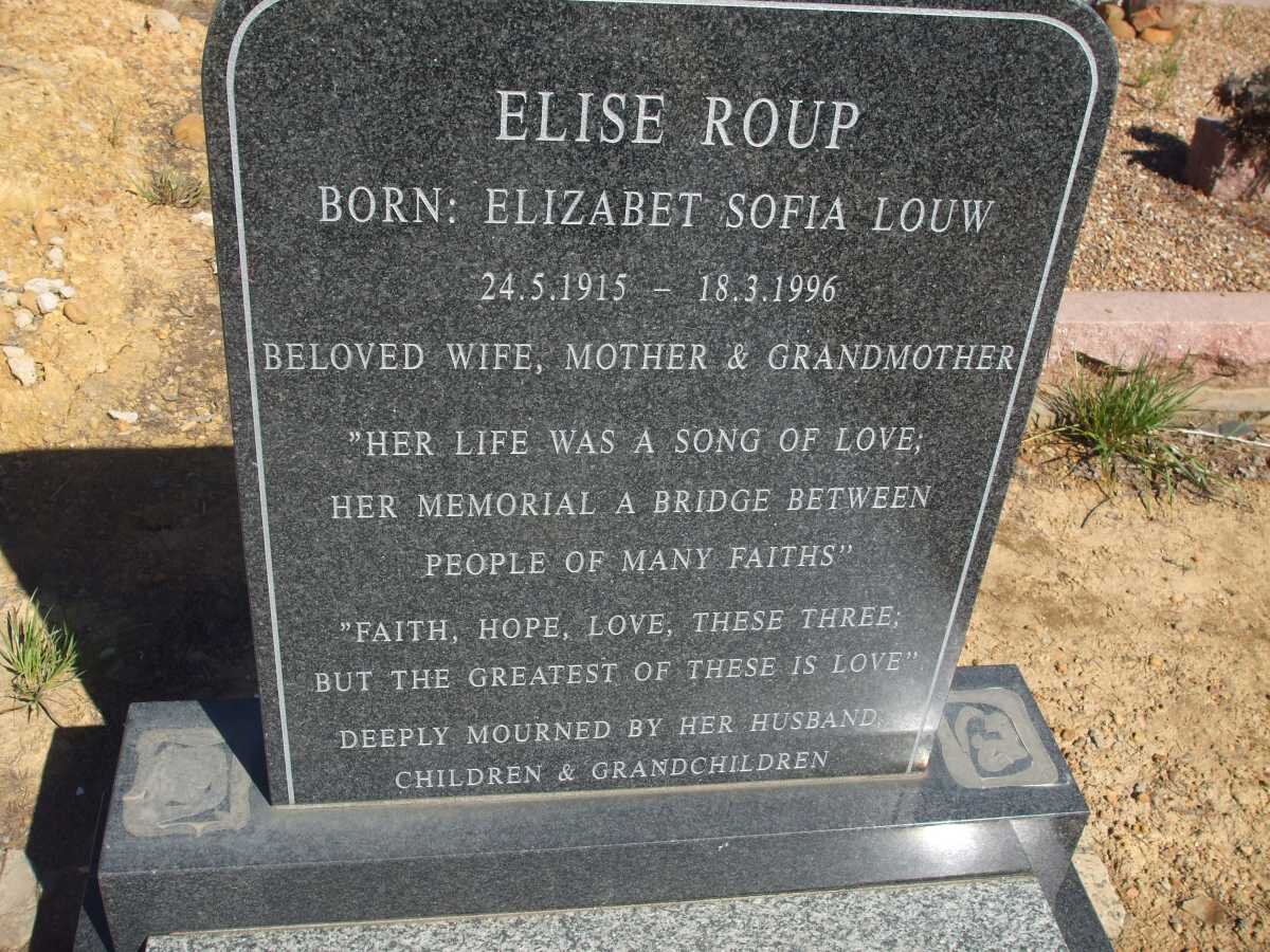 ROUP Elizabet Sofia nee LOUW 1915-1996