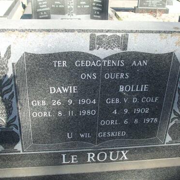 ROUX Dawie, le 1904-1980 &amp; Bollie V.D. COLF 1902-1978