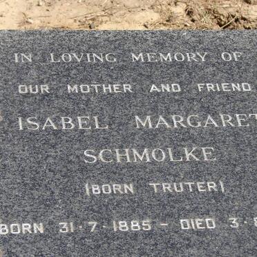 SCHMOLKE Isabel Margaret nee TRUTER 1885-1969