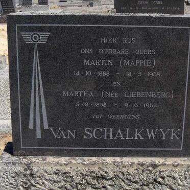 SCHALKWYK Martin, van 1888-1959 & Martha LIEBENBERG 1898-1964