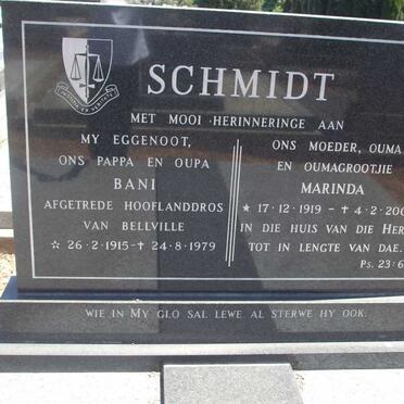 SCHMIDT Bani 1915-1979 & Marinda 1919-2007