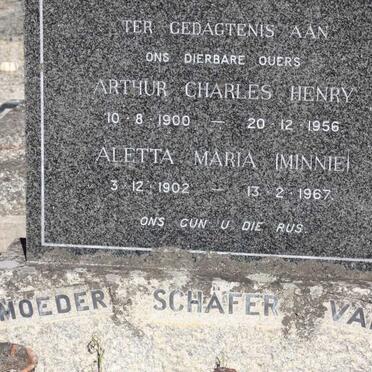 SCHAFER Arthur Charles Henry 1900-1956 & Aletta Maria MINNIE 1902-1967