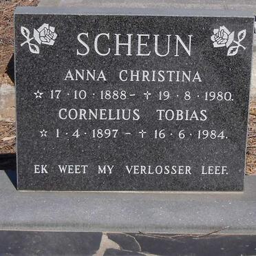 SCHEUN Cornelius Tobias 1897-1984 & Anna Christina 1888-1980
