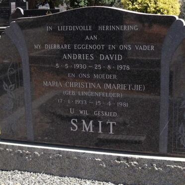 SMIT Andries David 1930-1978 & Maria Christina LINGENFELDER 1933-1981