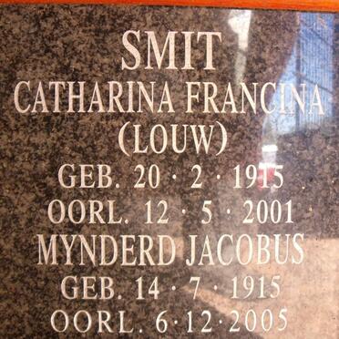 SMIT Mynderd Jacobus 1915-2005 & Catharina Francina LOUW 1915-2001