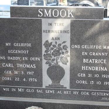 SMOOK Carl Thomas 1917-1976 & Beatrice Hendrina 1920-1995
