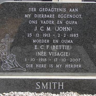 SMITH J.C.M. 1913-1985 & E.C.F. VISAGIE 1918-2007