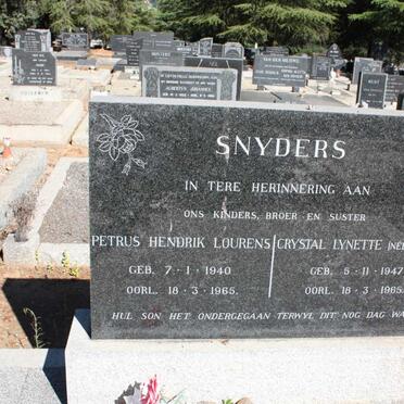 SNYDERS Petrus Hendrik Lourens 1940-1965 & Crystal Lynette POVEY 1947-1965