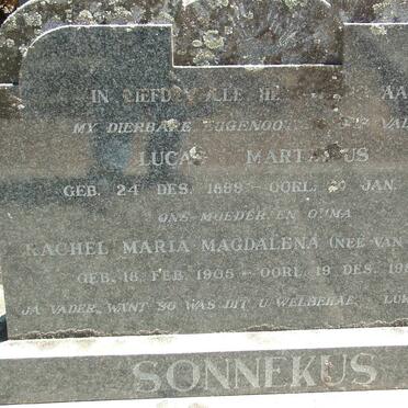 SONNEKUS Lucas Marthinus 1899-1948 & Rachel Maria Magdalena VAN SCHOOR 1905-1980
