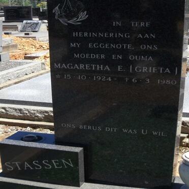 STASSEN Magaretha E. 1924-1980
