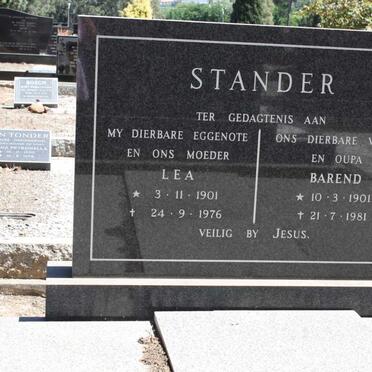 STANDER Barend 1901-1981 & Lea 1901-1976