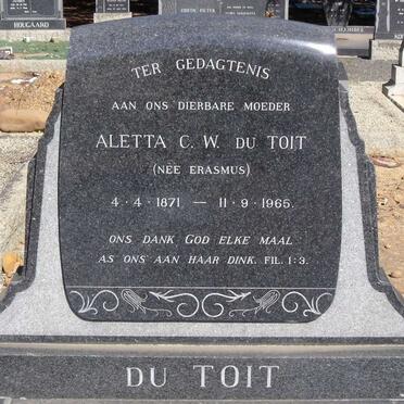 TOIT Aletta C.W., du nee ERASMUS 1871-1965