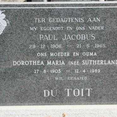 TOIT Paul Jacobus, du 1906-1965 &amp; Dorothea Maria SUTHERLAND 1905-1989