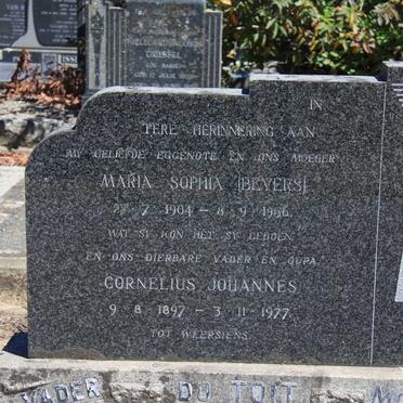TOIT Cornelius Johannes, du 1897-1977 &amp; Maria Sophia BEYERS 1904-1956