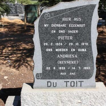 TOIT Pieter, du 1924-1970 &amp; Andriesa REYNEKE 1935-1993