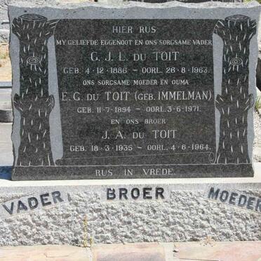 TOIT G.J.L., du 1886-1963 &amp; E.G. IMMELMAN 1894-1971 :: DU TOIT J.A. 1935-1964