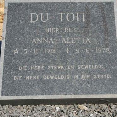 TOIT Anna Aletta, du 1913-1978