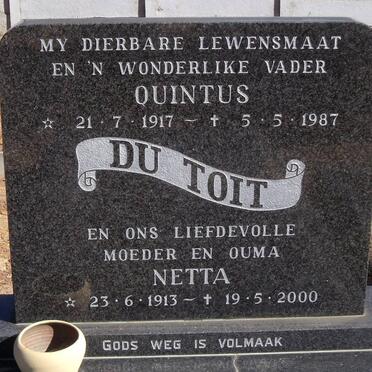 TOIT Quintus, du 1917-1987 &amp; Netta 1913-2000