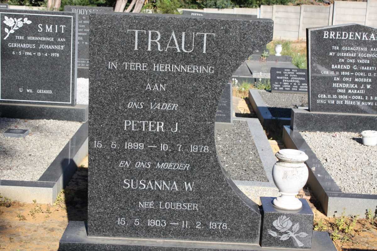 TRAUT Peter J. 1899-1978 &amp; Susanna W LOUBSER 1903-1978
