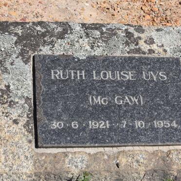 UYS Ruth Louise nee Mc GAW 1921-1954
