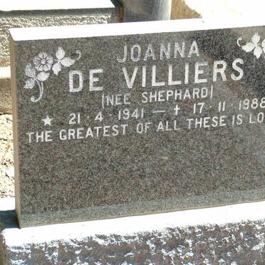VILLIERS Joanna, de nee SHEPHARD 1941-1988