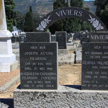 VIVIERS Gesina Wilhelmina nee VISSER 1886-1962 :: PEARSON Joseph Acton 1902-1990 &amp; Magdalena Catharina VIVIERS 1908-1994