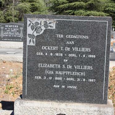 VILLIERS Ockert T., de 1878-1966 &amp; Elizabeth S. HAUPTFLEISCH 1895-1967